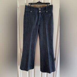 Rich & Skinny BUTTERFINGER Dark Wash 10" rise Wide Leg Flare Jeans Sz 30x29 EUC